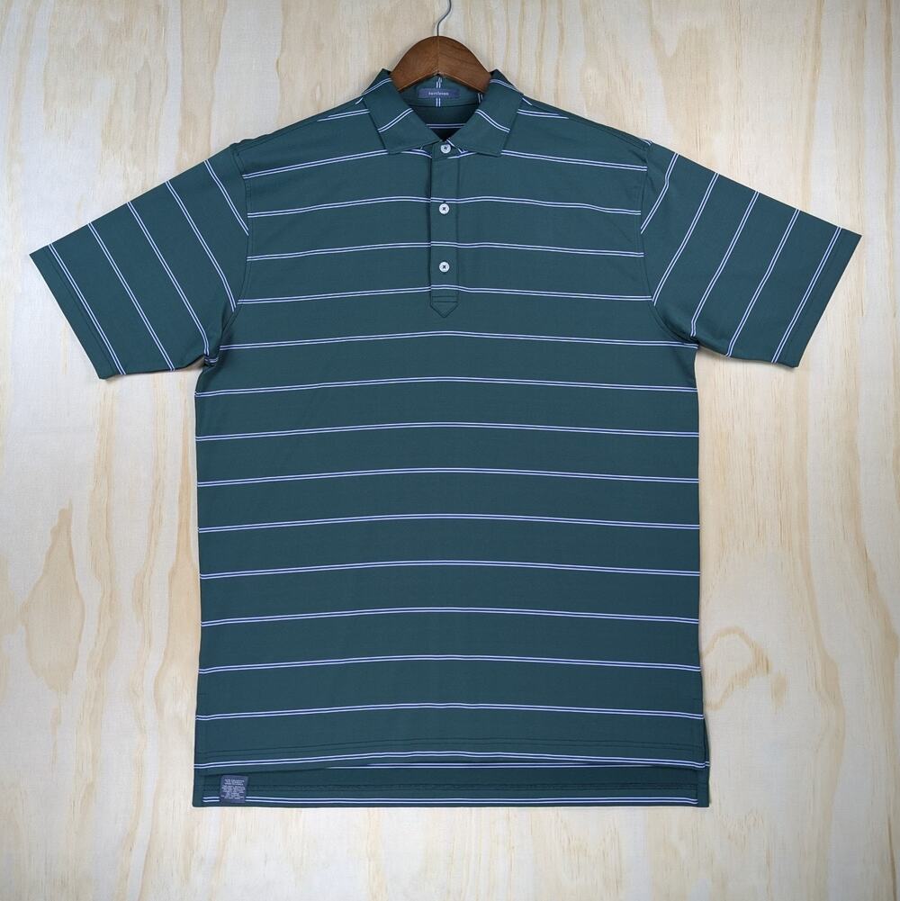 Turtleson Men's Large Polo Shirt Short Sleeve Green Striped Golf Performance